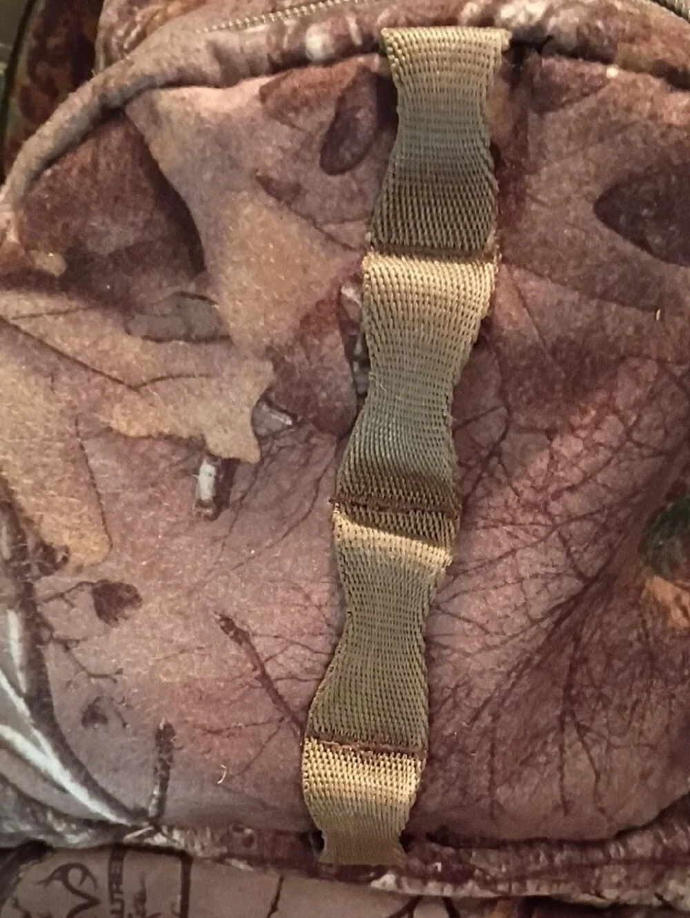 Realtree Men's Camo Backpack in Brown and Green with Orange Logo